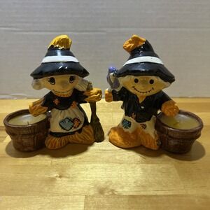 Vintage Pilgrim Scarecrow Candleholders Made By Lego Taiwan